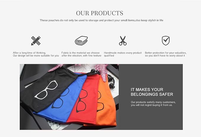 Quality Microfiber Eyeglass Pouch with Bead Lock Micro Fiber Sunglasses Case Pouch Soft Store - Image 7