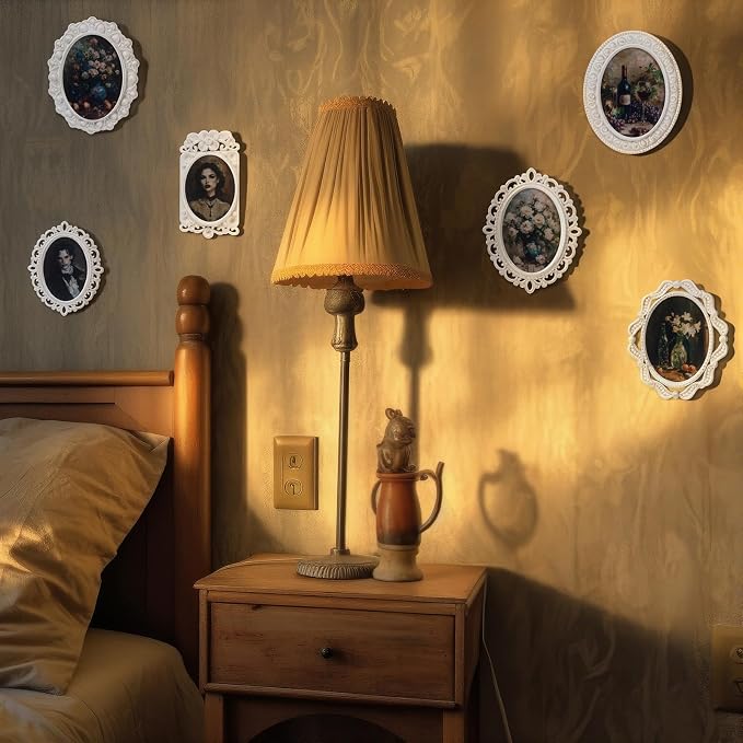 Halloscume 7 Pcs Miniature Picture Frames Mini Vintage Photo Frames Miniature Dollhouse Accessories on 1:12 Scale for Dollhouse DIY Craft Projects Art Jewelry Display Home Decor(White) - Image 7