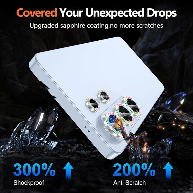 for Samsung Galaxy S26 Ultra Camera Lens Protector, Individual Metal Ring Tempered Glass Lens Cover, [Strong Adsorption] Scratch Resistant Ultra-Thin HD Clear Lens Cover,1 SetColorful Sparkly - Image 5