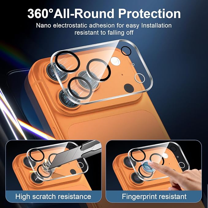 NEW'C 3x Screen Protector for iPhone 17 Pro Max (6.9 inches)+ 3x Camera Lens Protector, Sensor Protection, Case Friendly Tempered Glass Film, Ultra Resistant, Easy installation tool include - Image 4