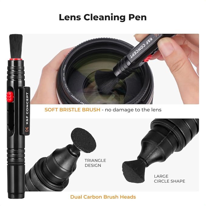 K&F CONCEPT 25 in 1 Camera Pro Cleaning Kit, APS-C Lens and Sensor Cleaner | 16mm Vac-Sealed Swabs,Lens Pen,60 and 20ML Lens Cleaner,Cloth,Blower,Hard Case, for Canon Nikon Sony DSLR Mirrorless,MK03 - Image 4