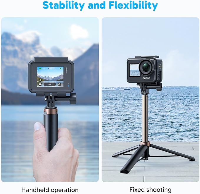 AKASO 23.6"/60cm Selfie Stick Tripod Extendable Action Camera Mount | Compatible with AKASO EK7000/Brave 4/EK7000 Pro/Brave 7 LE/Brave 7/GoPro Hero 13/12/11/10/ 9/Max/DJI Osmo Action 5/4/3 - Image 4