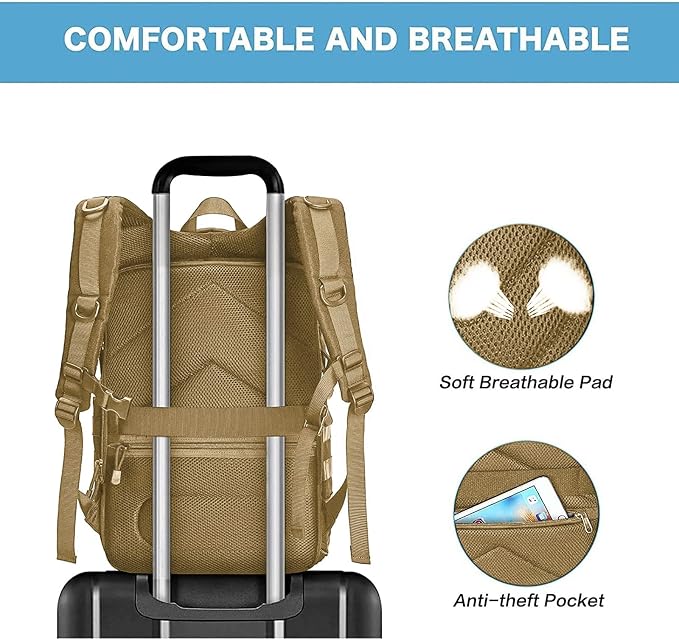 MOSISO Camera Backpack, DSLR/SLR/Mirrorless Tactical Camera Bag Case | Photography Bag with Laptop Compartment Compatible with Canon/Nikon/Sony, Khaki - Image 6