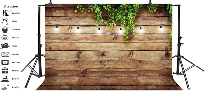 10x6.5ft Rustic Background for Photography Green Leaves Woodlands Photos Backdrops Wood Plank Backdrops for Weddings Birthday Baby Shower Party Barn Farmhouse Decorative Banner - Image 4