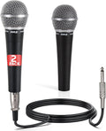Pyle Professional Dynamic Microphone - 2-Pack Unidirectional Handheld Mic with Built-in Pop Filter, High Signal Output, 15 ft. XLR Audio Cable, Ideal for Stage, Karaoke & Studio Performances by PyleUSA