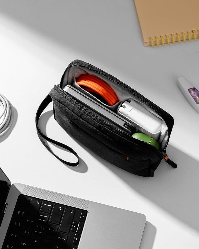 Inateck Electronics Organizer Travel Case, Water-resistant Cable Organizer Pouch, Multi-purpose Accessories Carry Case for Cord, Charger, Cables, Phone, USB Drive, Black, Small - Image 7