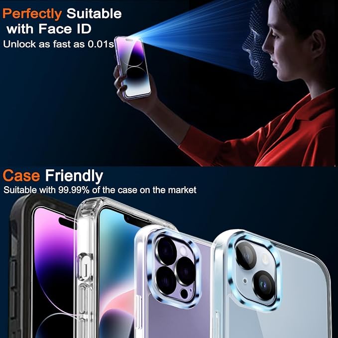 Ferilinso Screen Protector for 14 Plus iPhone 14 Pro Max, Tempered Glass | 3 Pack, 9H+ Military-Grade Shatterproof, HD Clear, Case Friendly, Easy Installation Bubble Free, with Camera Lens Protector - Image 5