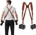 JUNART Camera Strap,Leather Dual Camera Harness with Shoulder Widening Stress Relief, for Two DSLR/SLR Cameras by Unknown