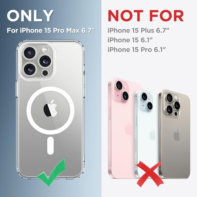 CAPRARO for iPhone 15 Pro Max Case, Compatible with MagSafe Clear | Upgraded [Full Camera Protection] Shockproof Protective Slim Translucent Matte Magnetic Phone Case 6.7'', Clear - Image 2
