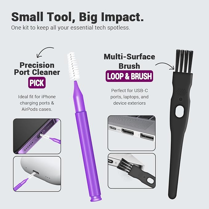 Cleaning Kit for Cell Phone and Headphone Charging Port, USB C, Speaker | Cleaner Tool Fit for iPhone 16 15 14 13 Samsung, Professional Cell Phone Port Cleaning Kit for Lightning & Type C - Image 5