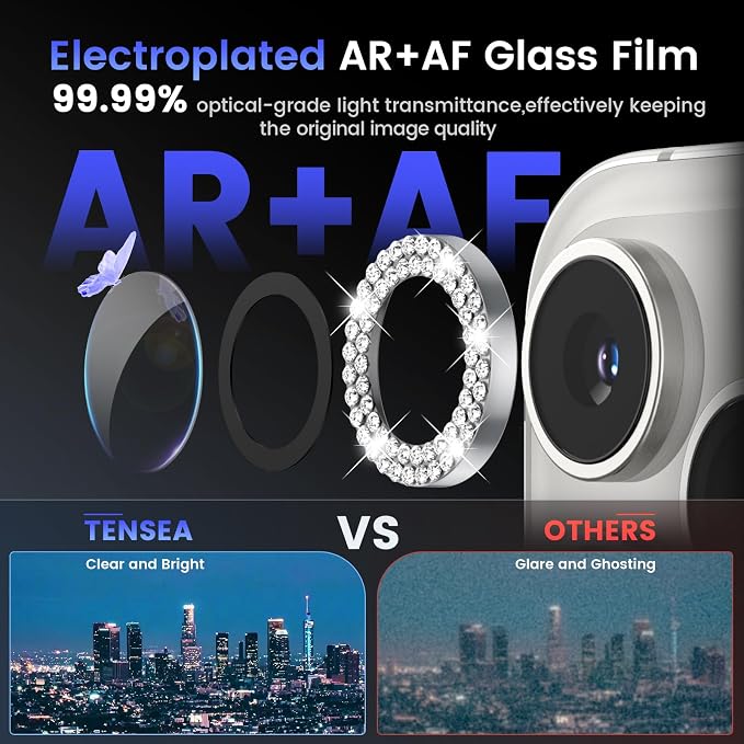 Tensea Camera Lens Protector Compatible for iPhone 17 Pro Max/17 Pro/15 Pro Max/15 Pro/16 Pro Max/16 Pro/14 Pro Max/14 Pro, Metal Tempered Glass Cover Camera Screen Protector Accessories,Case Friendly - Image 3