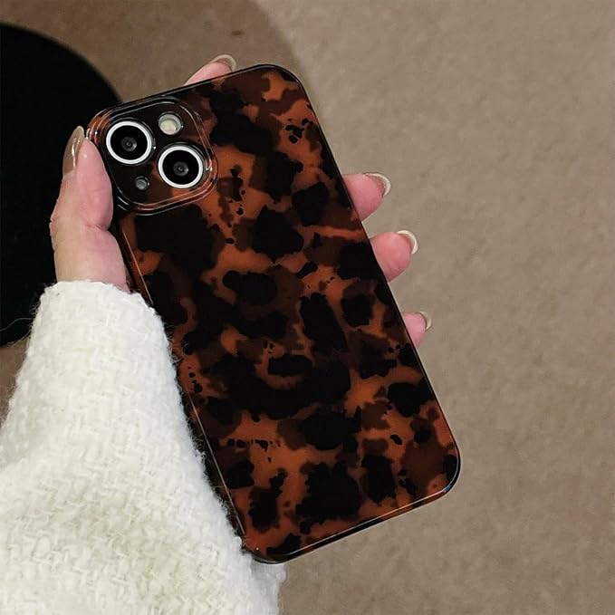 Cute Phone Case for iPhone 14 Case Amber Leopard Print | Cheetah Tortoiseshell Pattern,Full Camera Protective,Slim Shockproof TPU,Aesthetic Girly Glossy Cover for Women Men-Brown - Image 7