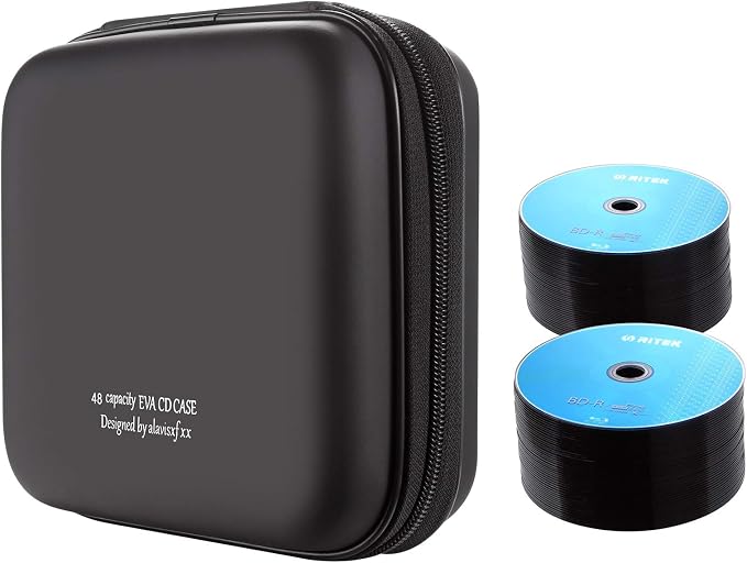 alavisxf xx CD Case, 48 Capacity Protective Zipper Disc Wallet for Car | EVA Shock-resistant, Lightweight Portable, DVD Blu-ray Storage Organizer, Scratch-Resistant Sleeves, for Home Office Travel - Image 4