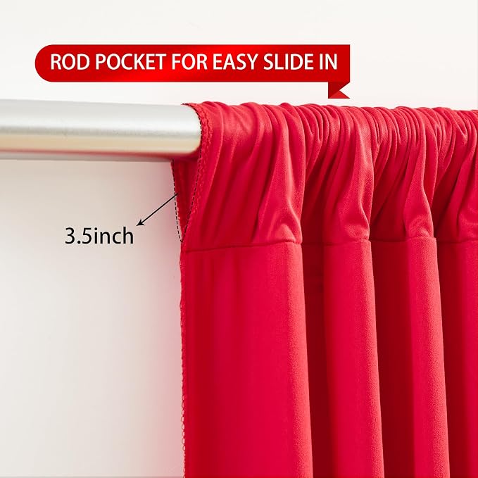 Red Backdrop Curtains 10 Panels-Wrinkle-Free Polyester Photography Drapes Party Photo Backgrounds for Wedding Christmas Photo Backdrops- 40 X10FT - Image 5