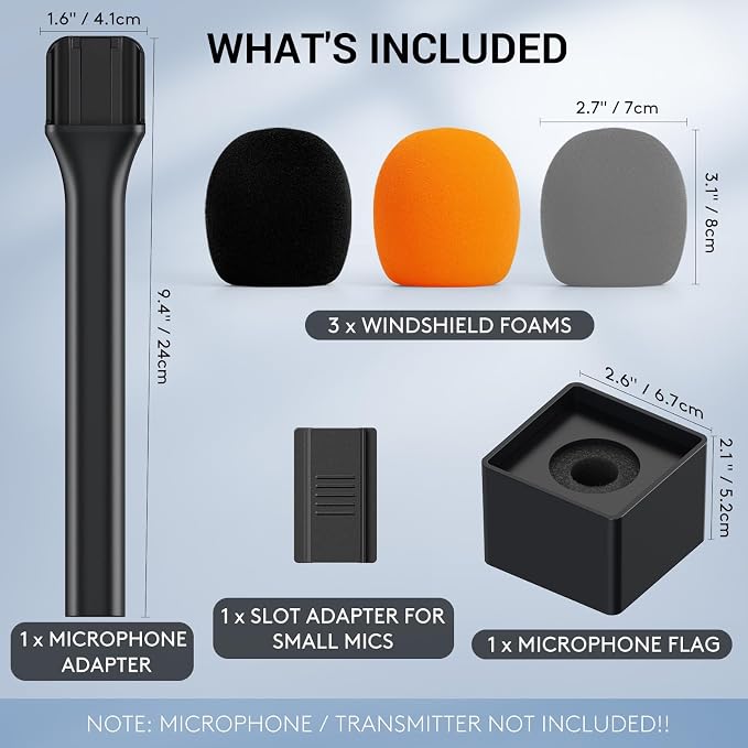 TONOR Handheld Adaptor for Interview Mic, Wireless Mic, Lavalier | Compatible with Rode, DJI and All Lav Mic, Microfono Stand with Flag Station, Foam, Rig for Vlogging, Reports, TP20 - Image 2