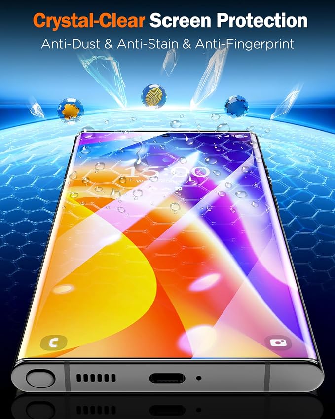 LK 2 Pack for Samsung Galaxy S23 Ultra Screen Protector, Flexible Glass | [GAME-CHANGER] [12FT Military Grade Shatterproof] Bubble-Free Film for Cell Phone s23 Ultra, Ultra-Thin - Image 5