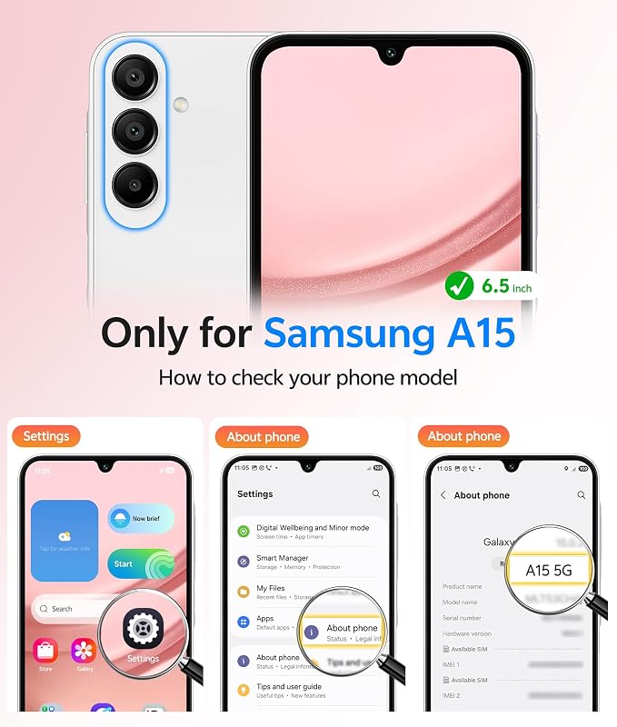 FNTCASE for Galaxy A15 5G Phone Case, Screen Protector, Light Pink | Translucent Matte Magnetic Back, 14FT Military Grade Drop Protection, Shockproof Protective, for Samsung A 15 Cover - Image 2
