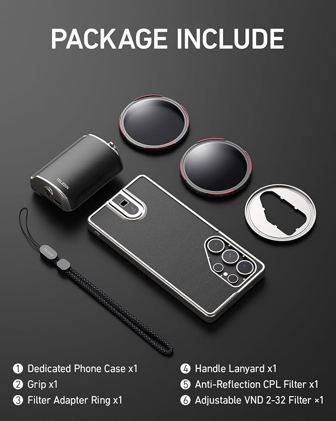 TELESIN Fun Shot Mastergrip Phone Camera Grip Photography Kit (Grip + Phone Case + 67mm VND Lens+67mm CPL Filter Lens) for Samsung Galaxy S25 Ultra, Comfort Ergonomic Professional Master Handle Holder - Image 7