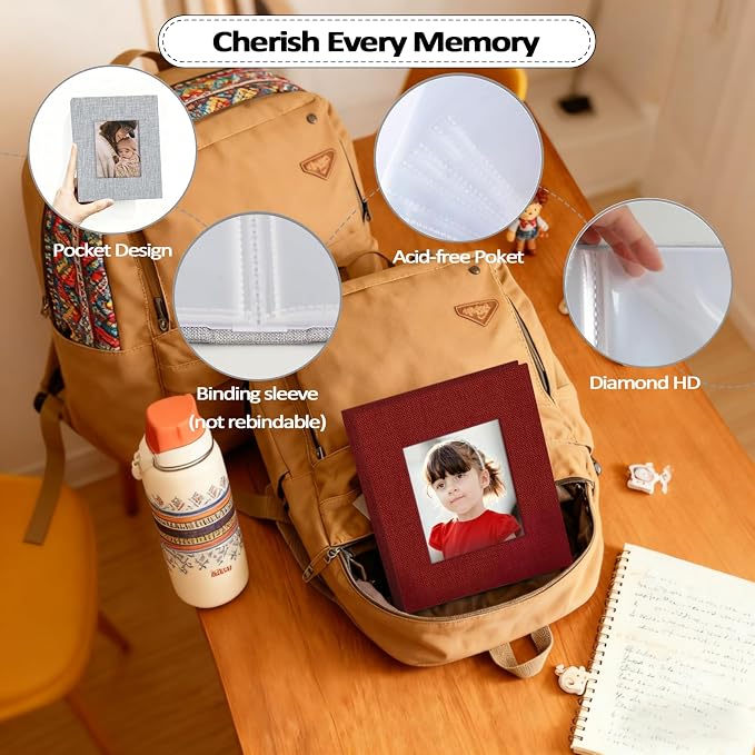 Popotop 2 Pack Photo Album 5x7 Pictures, Small Linen Slip-in Photo Albums Book for 80 Photos with 40 Pockets, Birthday Gifts for Women Mom Family Baby - Image 6