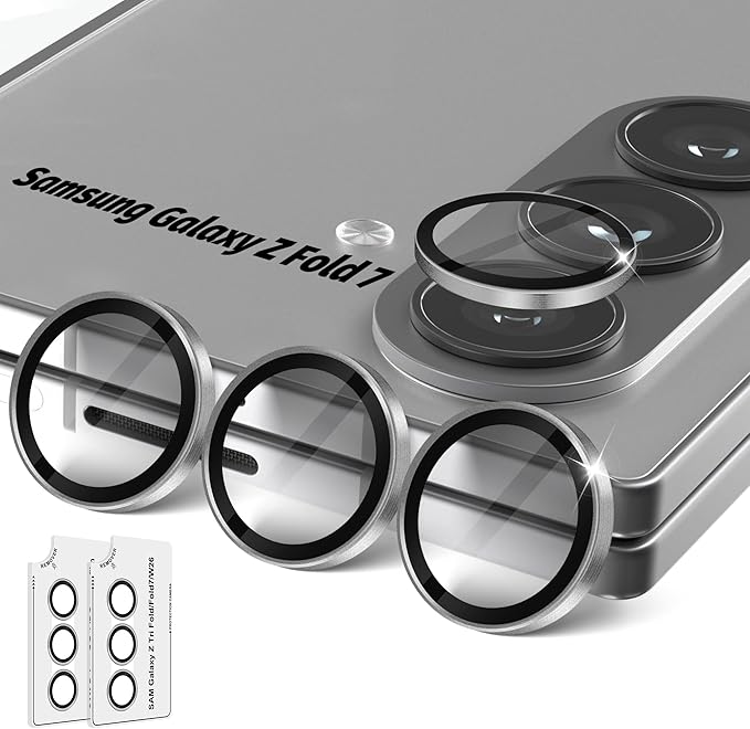 Orzero (2 Sets) Camera Lens Protector for Samsung Galaxy Z TirFold/Fold 7, [EZ Install] [Case-Friendly] 9H Tempered Glass Alloy Metal Ring Lens Cover, Military-Grade Shockproof, HD Clarity Anti-Glare (Silver) by JumpIntoOrzeroLet%E2%80%99sExploreLikeNeverBefore