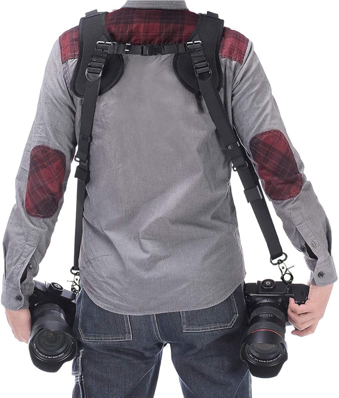 Double Shoulder Camera Strap Harness Quick Release Adjustable Dual Camera Tether Strap for DSLR SLR Camera (focus) - Image 4
