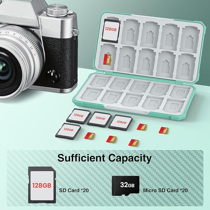 HEIYING SD Card Holder with 40 Precise Slots for SDXC SDHC Micro SD Cards | Portable SD Card Case, Hard ABS Shell with Soft Silicone Lining, Precise Card Slots,Magnetic Closure for Neat Storage - Image 2