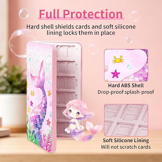 PERFECTSIGHT Switch Game Card Case for Nintendo Switch 2/ Lite / OLED, Switch 2 Game Holder Cartridge Case for Game Cards and 48 SD Cards, Kawaii Portable Compact Storage Box, Mermaid - Image 5