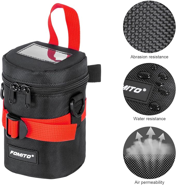 FOMITO Camera Lens Case Pouch Bag for Canon EF-S 17-55mm/17-85mm,EF 35mm f2, Nikon AF-S 18-200mm/18-105mm/18-300mm, Fujifilm XF 56mm f1.2 R & More Lens Below 3.94" x 6.1"(D x L) - Black M size - Image 2