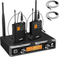 TONOR UHF Wireless Microphones System with Headset/Lavalier Lapel Mics, Bodypack Transmitter, Receiver, 2 * 15 Channels, 60 m/200ft Range for Live Singing Karaoke Church Party DJ, 2 Bodypack Mics by TONOR