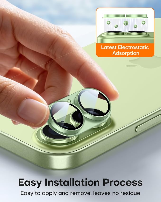 TAURI 2 Pack for iPhone 17 Camera Lens Protector, Sage | Full Coverage Military-Grade Shatterproof, Upgrade AR Anti-Reflection Ultra Clear Transmission & Case Friendly - Image 5