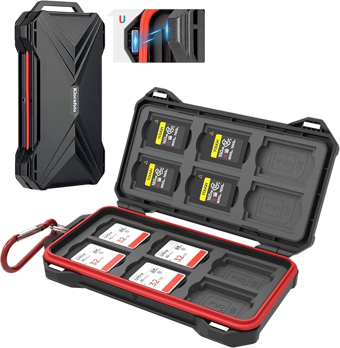 [12 SD + 12 CFexpress Type A] Magnetic Closure Memory Card Case Holder Organizer Protector Keeper for SD SDHC SDXC for Sony CEA-G80T CEA-G160T Alpha 1 A1 A7 IV A7M4 FX3 FX6 Camera Memory Card Storage by Kiorafoto