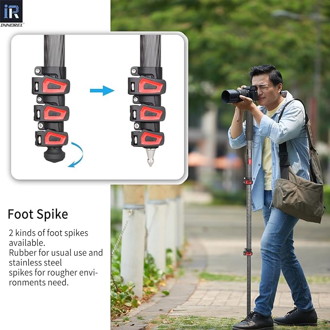 Camera Monopod INNOREL VM60C Carbon Fiber Portable Compact Lightweight Travel Monopod with Fast Flip Lock for Canon Nikon Sony DSLR Camera Video Camcorder Photography Load 22lbs/10kg Height 63in/160cm - Image 5