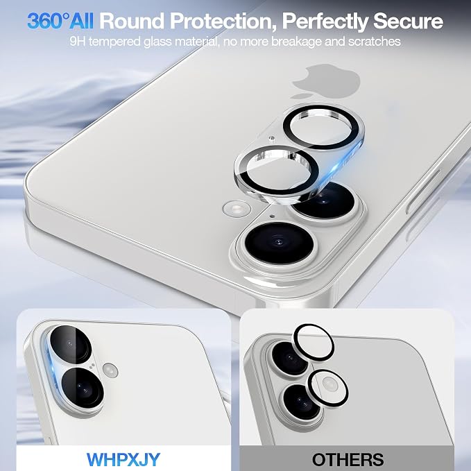 WHPXJY 2025 New Upgrade for 3 pack iPhone 17 Camera Lens Protector-Tempered Glass Cover, 9H+ Shatterproof/Anti-scratch/Maintains Original Clarity/Easy to Install - Image 2