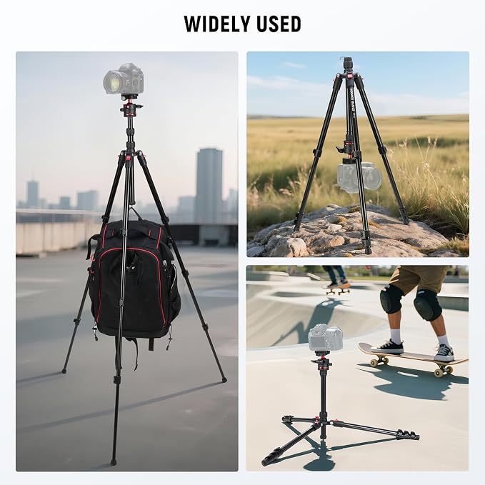 NEEWER Basics Travel Tripod for Camera, 72" Compact Lightweight Portable DSLR Stand, Ball Head, Arca Type QR Plate, Cell Phone Holder Compatible with iPhone Video Recording, Max Load 13.2 lbs, TP14 - Image 7