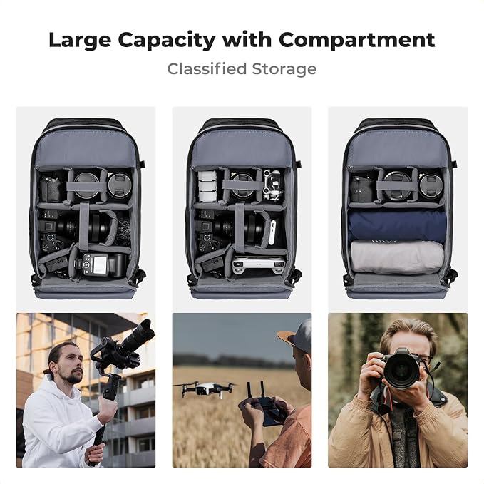 K&F CONCEPT Camera Backpack Shoulder Bag for Photographers | Hardshell Case, Multifunction Photography Backpack, 15.6" Laptop Compartment, B13 - Image 2