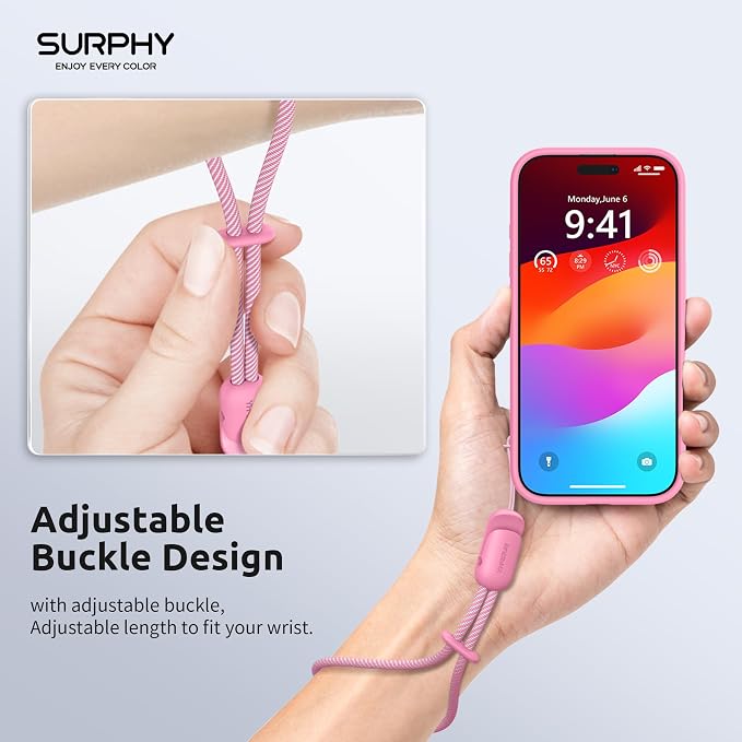 SURPHY 2 Pack Phone Lanyard, Phone Wrist Strap for Case, Camera Wrist Strap | Ultra-Light 2-Color Braided Phone Strap, Cellphone Charm Strap, Anti-Lost Wrist Lanyard for Women and Men, Rose Pink Gray - Image 2