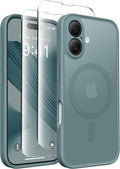 CAPRARO for iPhone 16 Case, Compatible with MagSafe | Upgraded [Full Camera Protection] Protective Translucent Matte Women Girl Magnetic Phone Case Cover, Feiquan Green by CAPRARO