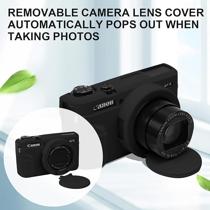 Case with Removable Lens Cover for Canon G7X Mark II/G7XII Camera(Black) | Soft Silicone Camera Protective Case,Slim Fit,Anti-Scratch,Dustproof,Shockproof,Camera Accessories,For Travel,Daily Use - Image 5