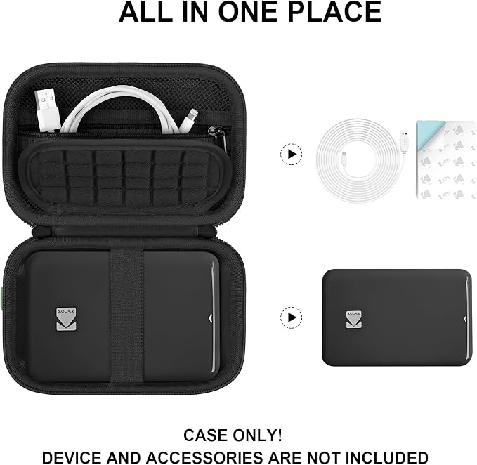 Hard Carrying Case for KODAK Step Instant Smartphone Photo Printer - Portable Mini Color Wireless Mobile Printer, Zipper Mesh Pocket for USB Cable, Photo Paper, Black - Image 2