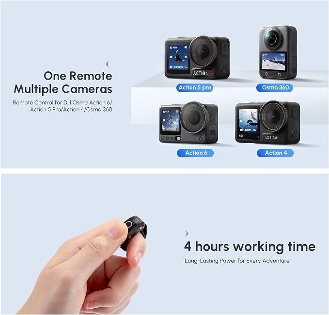 Wireless Remote for DJI Controller Ring Shutter Action 5pro/6/4 Accessories | Finger Mini Camera Bluetooth Snapshot Wake-Up Control Waterproof Magnetic Charging for Fingertip Bike Handlebars Fishing Rods - Image 6