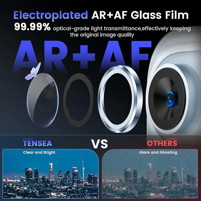 Tensea 2Pack for iPhone Air Camera Lens Protector, Camera Screen Cover | Camera Cover, Metal Individual Ring with 9H Tempered Glass for iPhone 17 Air 6.5inch, HD Clear, Easy Install, Full Protection - Image 3