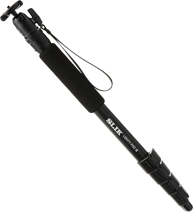 SLIK LIGHTY POD III Monopod Kit w/SBH-100 Ball Head 63" Tall (618-719) - Folds Down to 21", Weighs 1lb, Supports 8lbs, Easy to Operate Lever Leg Locks by Unknown