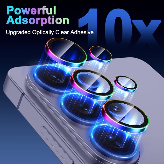 Meshine for Samsung Galaxy S26 Ultra Camera Lens Protector,Scratch Proof,Strong Adsorption,9H Hardness with Metal Ring Camera Cover,Ultra Thin Case Friendly, Accessories Lens Protector,Colorful - Image 5