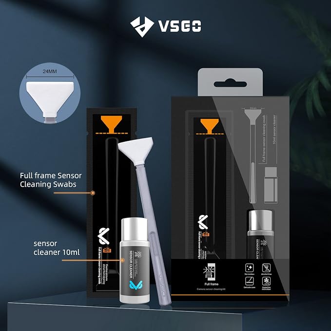 VSGO Full Frame Sensor Cleaning Kit VS-S03-12 | for Nikon Sony Canon DSLR Camera Cleaning, 12Pcs 24mm Full Frame Sensor Cleaning Swabs & 10ml Sensor Cleaner - Image 2