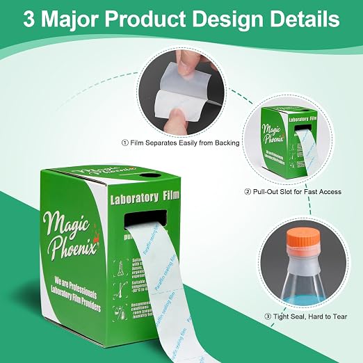 Paraffin Lab Sealing Film and Grafting Tape, 1.2 in x 591 in Self-Sealing Wrap for Plant Grafting, Petri Dishes, Test Tubes and Lab Use, BM-PSF-992, No Cutting Required - Image 4
