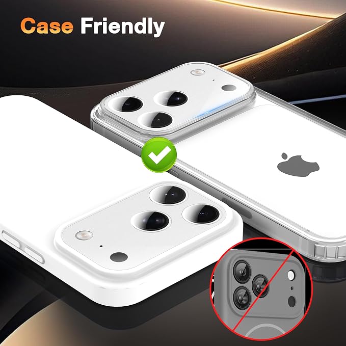 YWXTW [0 Bubbles for iPhone 17 Pro Max Camera Protector, Full Coverage Tempered Glass Lens Screen Protector for iPhone 17 Pro Max Accessories, Case Friendly, HD Clear, 3 Pack (Silver) - Image 5