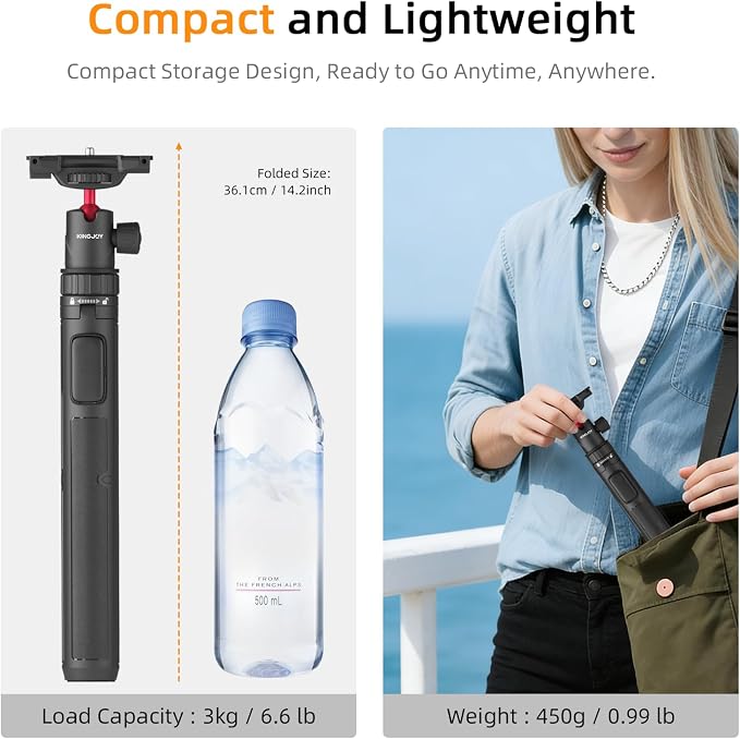 66" Selfie Stick Tripod for GoPro & Phone, Extendable Action Camera Tripod Stand with 360° Ball Head, Remote, Cold Shoe & 1/4" Screw, Compatible with GoPro Hero 14/13/12, DJI Osmo, Insta360 X5 - Image 9