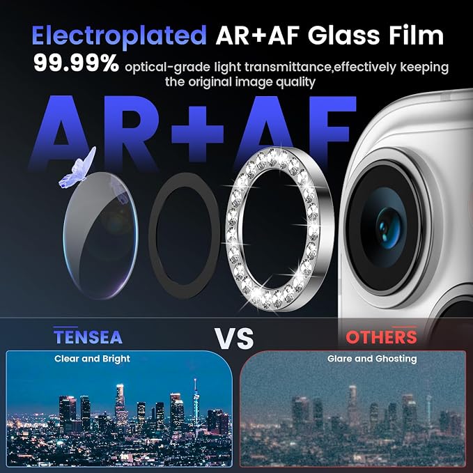 Tensea for iPhone 14/14 Plus Camera Lens Protector Bling, Camera Cover | 9H Tempered Glass Camera Screen Protector, Metal Individual Ring for iPhone14 6.1inch/ 14Plus 6.7inch, HD Clear, Easy Install - Image 3