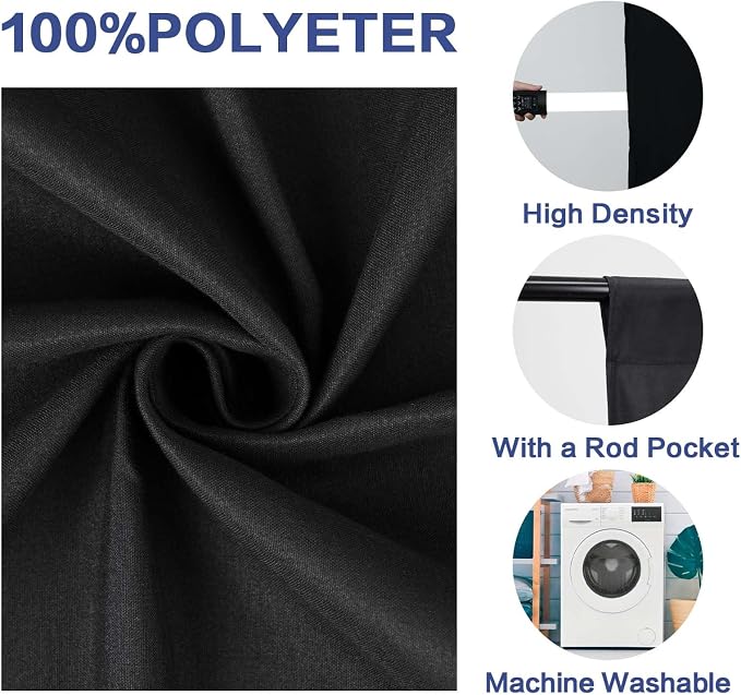 GFCC Black Photo Backdrop Background for Photoshoot Photography, 5x7FT | Versatile Screen for Studio, Video Recording, Portrait, Halloween, Non-Reflective, Polyester, Easy Hang, High Density - Image 2