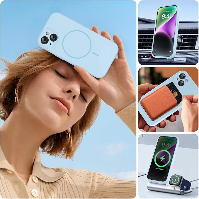 miracase Magnetic for iPhone 14 Case, [Soft Anti-Scratch Microfiber Lining], Compatible with MagSafe, Liquid Silicone Case Shockproof Drop Protection Phone Case for 14, Clove Purple - Image 5